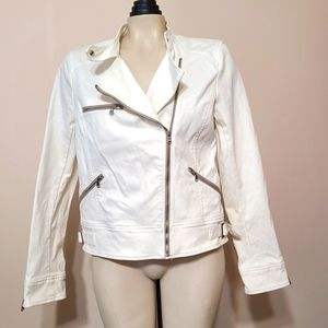 White stretch moto jacket M